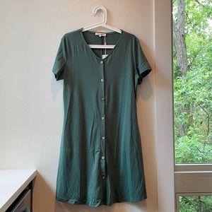 Green Cotton Button Down Dress